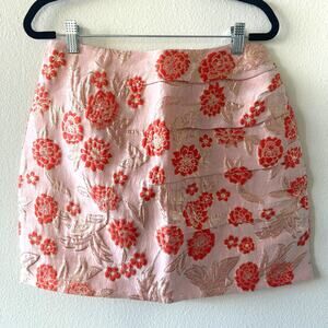 Lulu’s Pink Floral Brocade Mini Skirt Size Medium